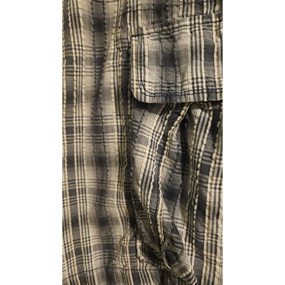 Reunion Shorts Mens Plaid Cargo Size 30 Blue Tan Pockets Skater - Picture 4 of 5